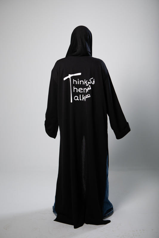 Basic Abbaya- Think Then Talk- White Font
